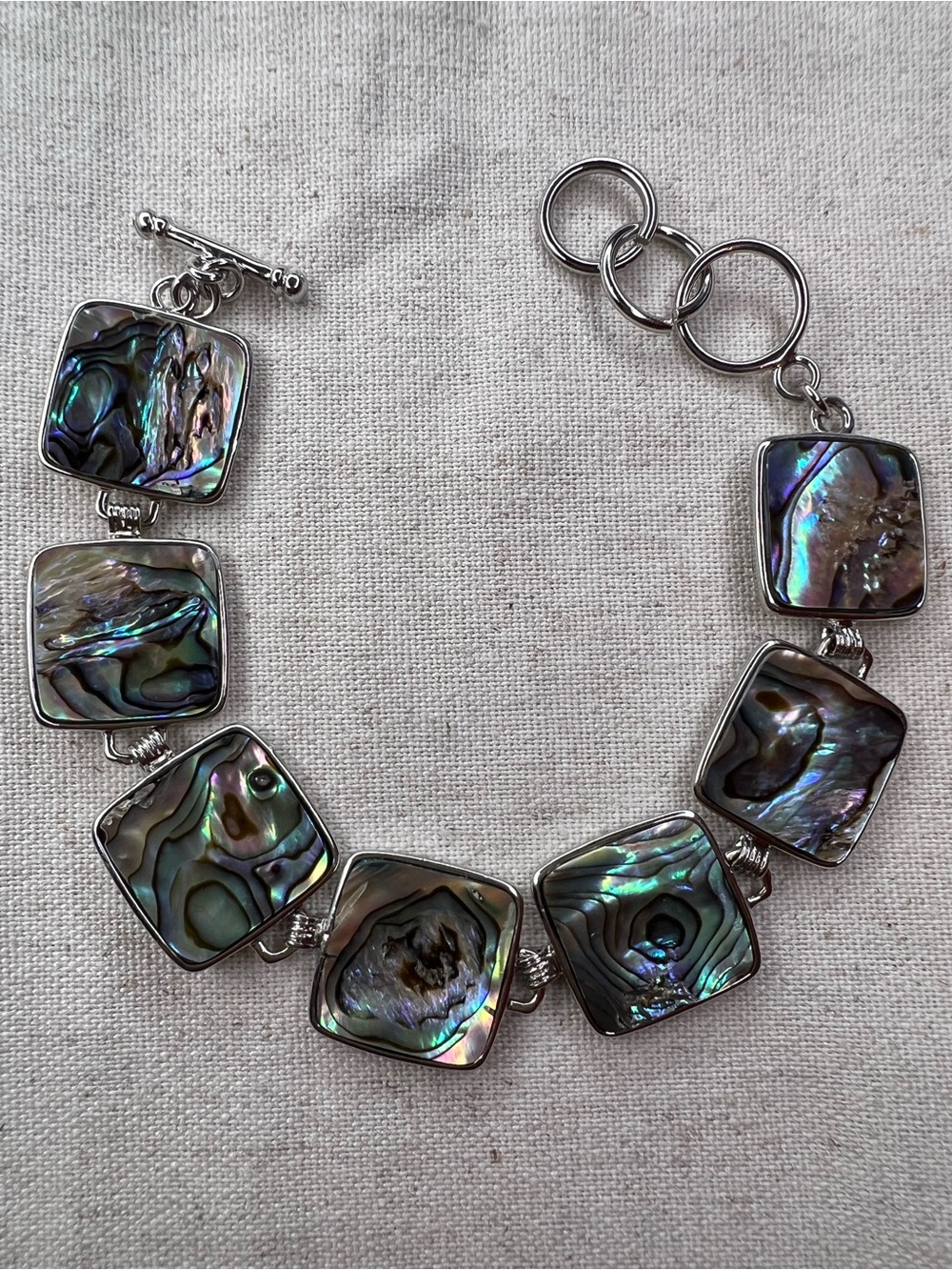 Abalone Square Link Bracelet NWOT